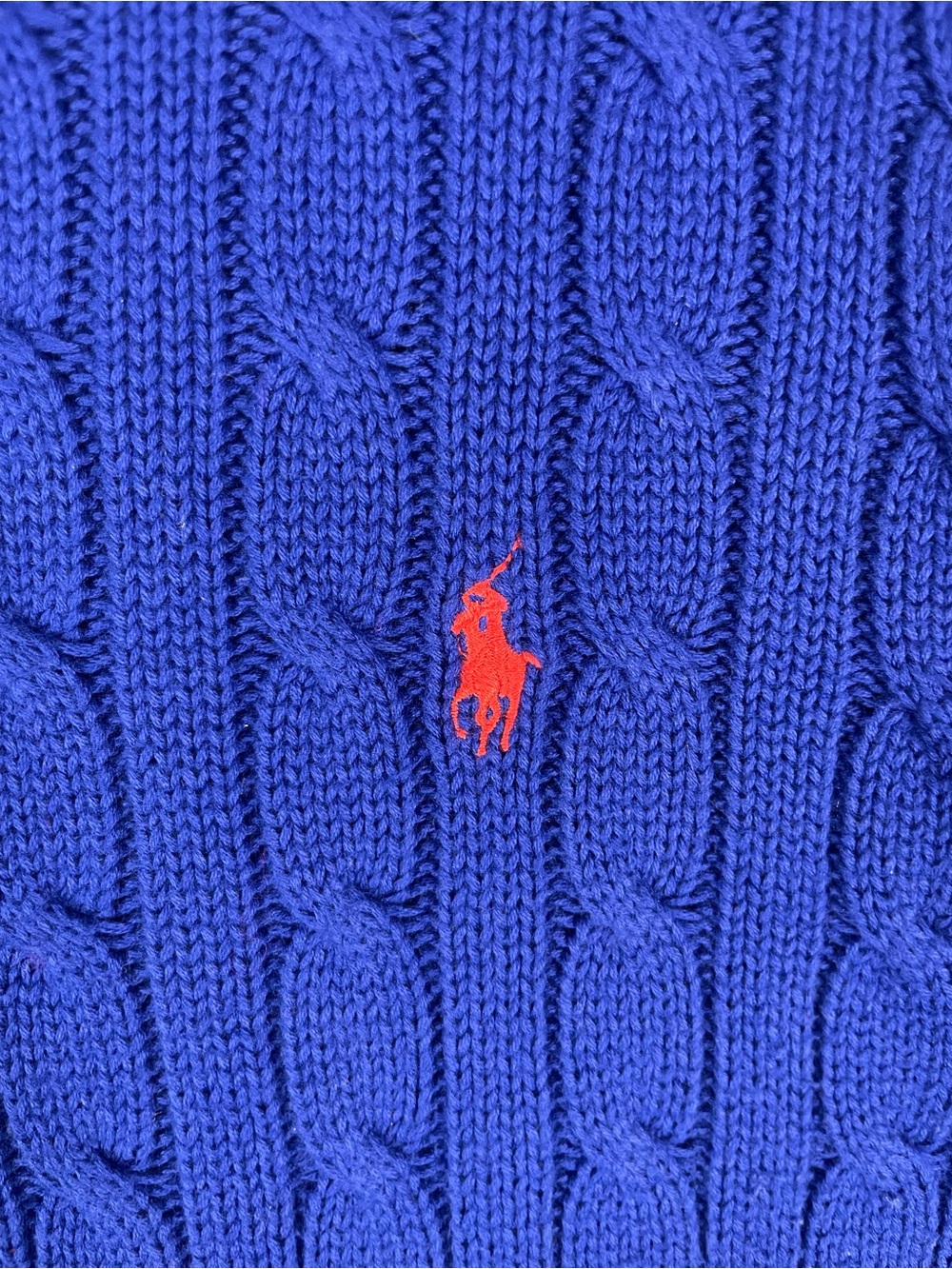 Vintage Ralph Lauren Sport Crewneck Cotton Cable Knit Sweater Blue WOMENS Sz L - Picture 4 of 8